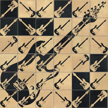 Mosaic House Moroccan tile CH_Guitar Tableau 6 Black  chiseled field 